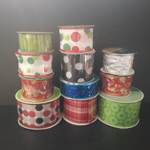 New 11 Rolls of Various Brands Colors & Styles of Holiday Ribbon for Crafts